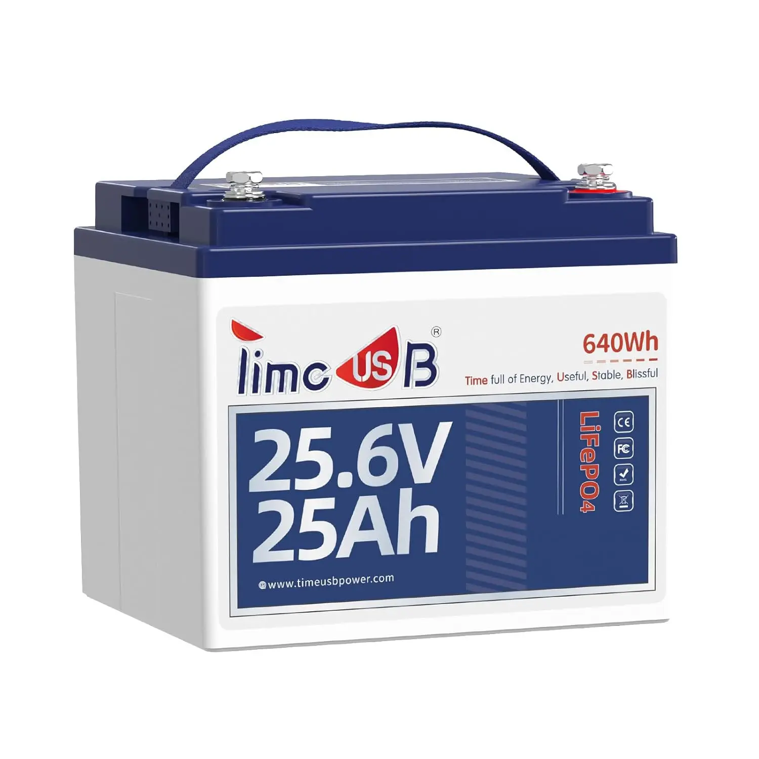 

24V 25Ah LiFePO4 Battery, 24V 640Wh Lithium Battery with 2C High Discharge Rate, Built-in 50A BMS, 1280W Load, Customized