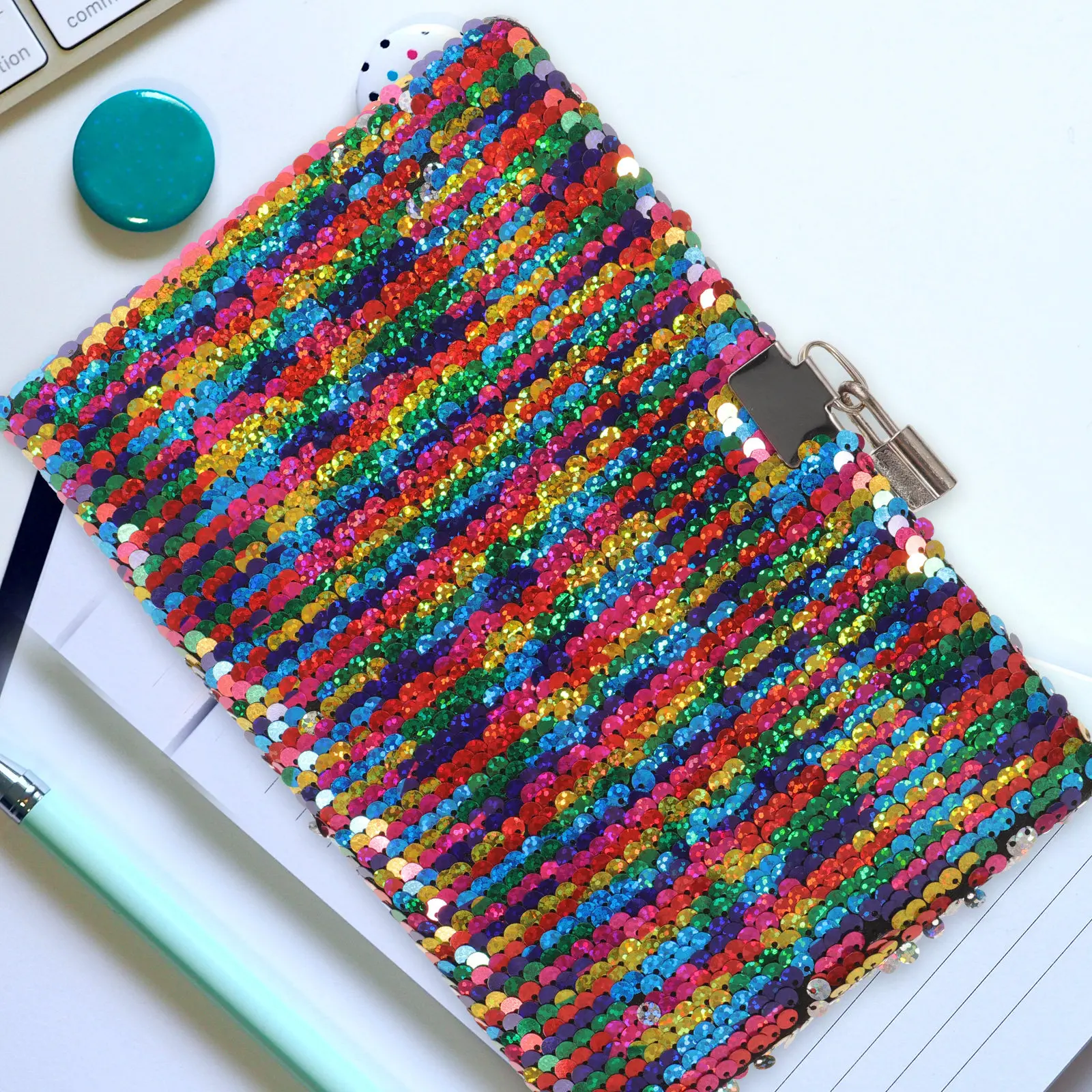 Mermaid Sequins Notebook Reversible Glitter Notepad Multicolor School Office Writing Diary Perfect Gift for Kids Friends