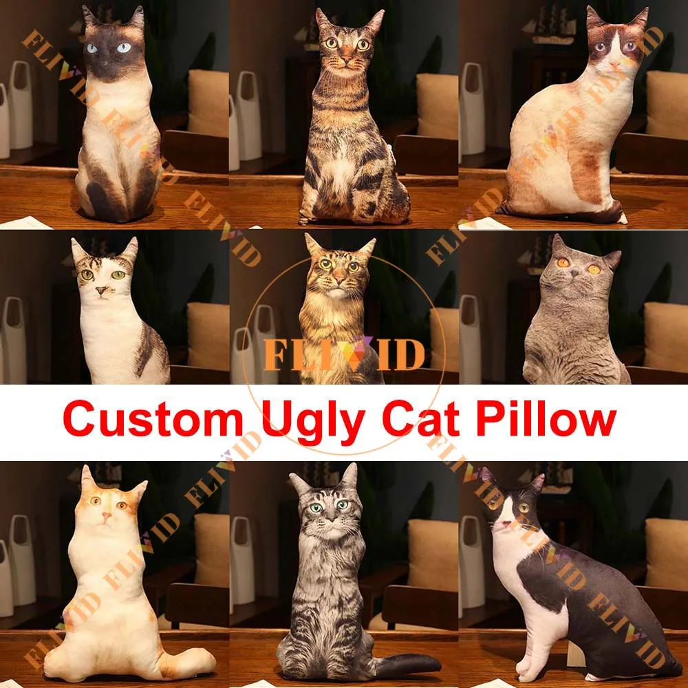 

Custom 3D Cat Ugly Pillow,Hot Dog Zany Pillow,Personalized Pet Animals Pillow from Photo,Pet Loss Memorial Gift,Pet Lover Gift