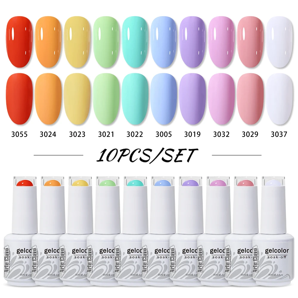 Arte Clavo 15ml Nude Gel Nail Polish Pure Color Semi Permanent Nail Polish Set Kit 10 Colors For Choose For Manicure Nail Design