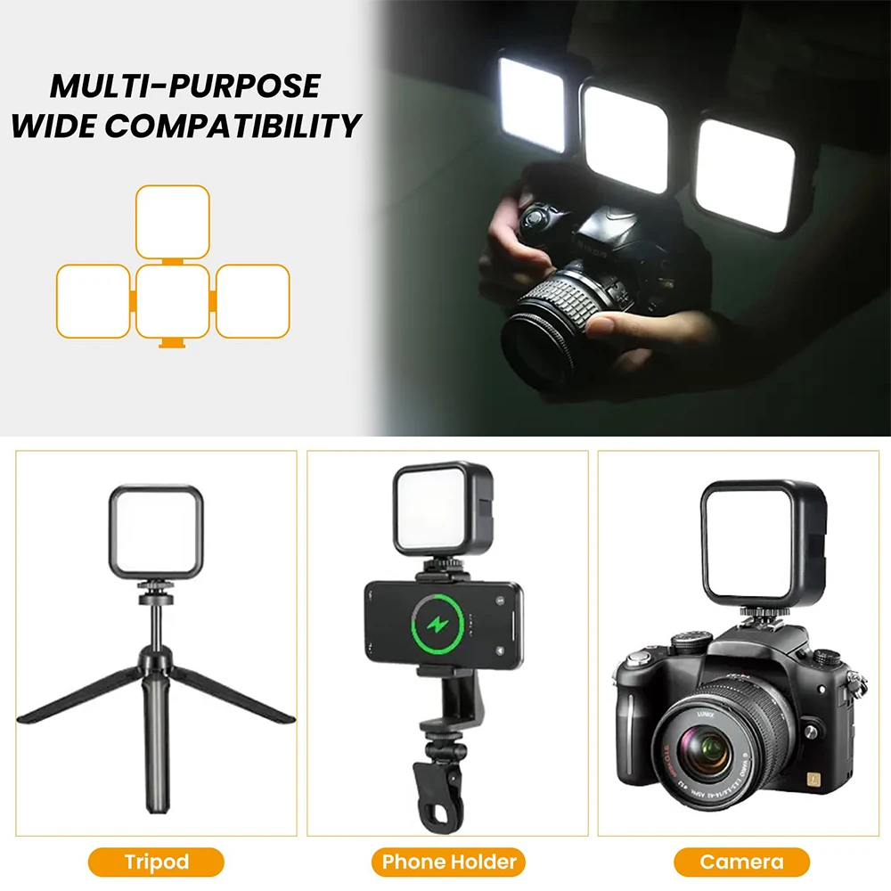 LED Video Light Portable Photography On-Camera 2500K-7000K Bi-Color lighting Cold Shoe for DSLR Camera Camcorder Gopro Vlog Fill