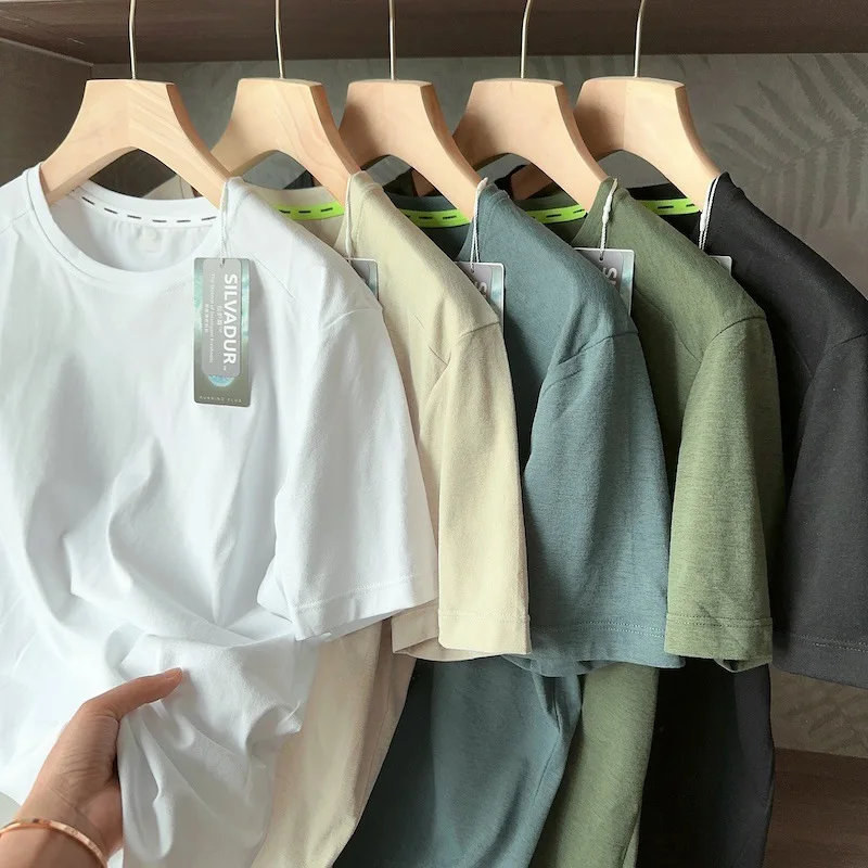 Miosam تي شيرت رياضي كاجوال للصيف عالي الجودة للرجال سريع الجفاف وجيد التهوية ورقبة دائرية وشعار مخصص قمصان رياضية ناعمة