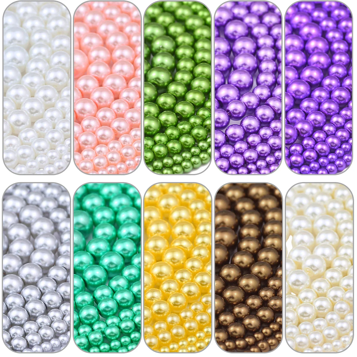 100-300Pcs Simulated Pearl Glass Beads 6mm Round Multi Color Loose Spacer Beads for DIY Craft Making Bracelet Chain Accessories