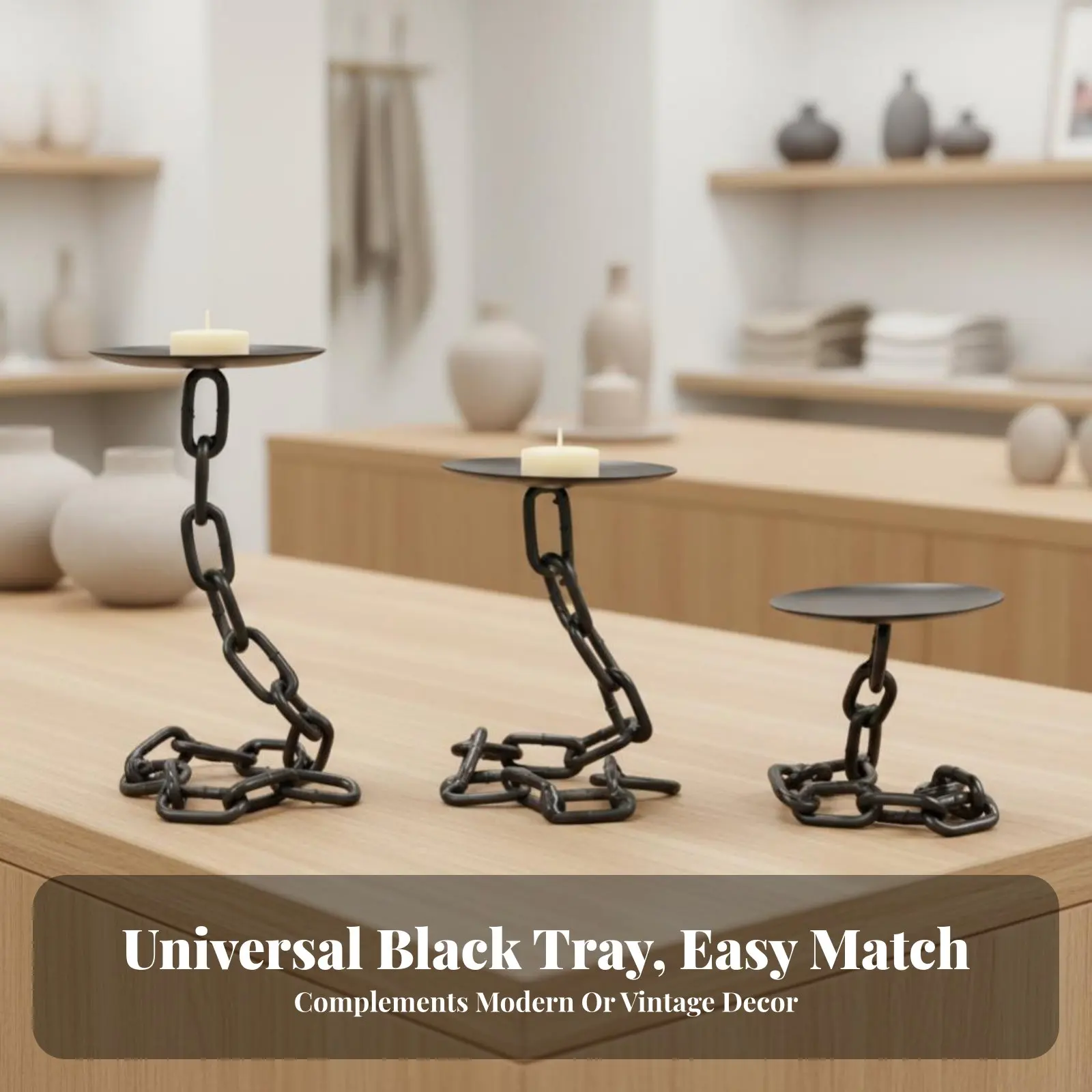 European Vintage Iron Candle Holder, Black Tray Base, Creative Decor, Jewelry Display Stand view 2