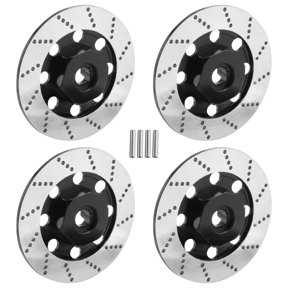 4PCS Metal Brake Disc Wheel Rim Box Metal Hex Adapter 12mm for 1/10 Sakura D4 On-Road Racing RC Car Parts,Black