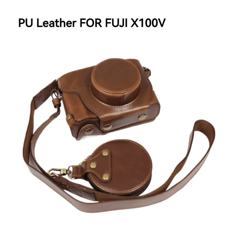 Luxury PU Leather Camera Bag Case For Fujifilm X100F Camera Genuine Leather X100V Protective Cover With Battery Opening