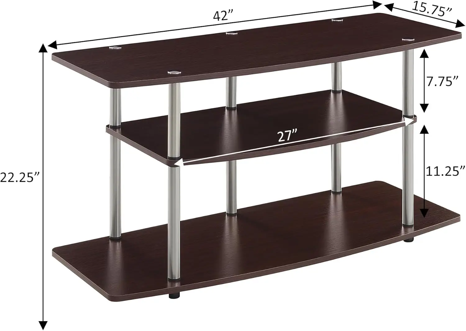 

Convenience Concepts Designs2Go No Tools 3-Tier Wide Tv Stand 42"" - Entertainment Center For Tvs Up To 46 Inches, Modern Tv
