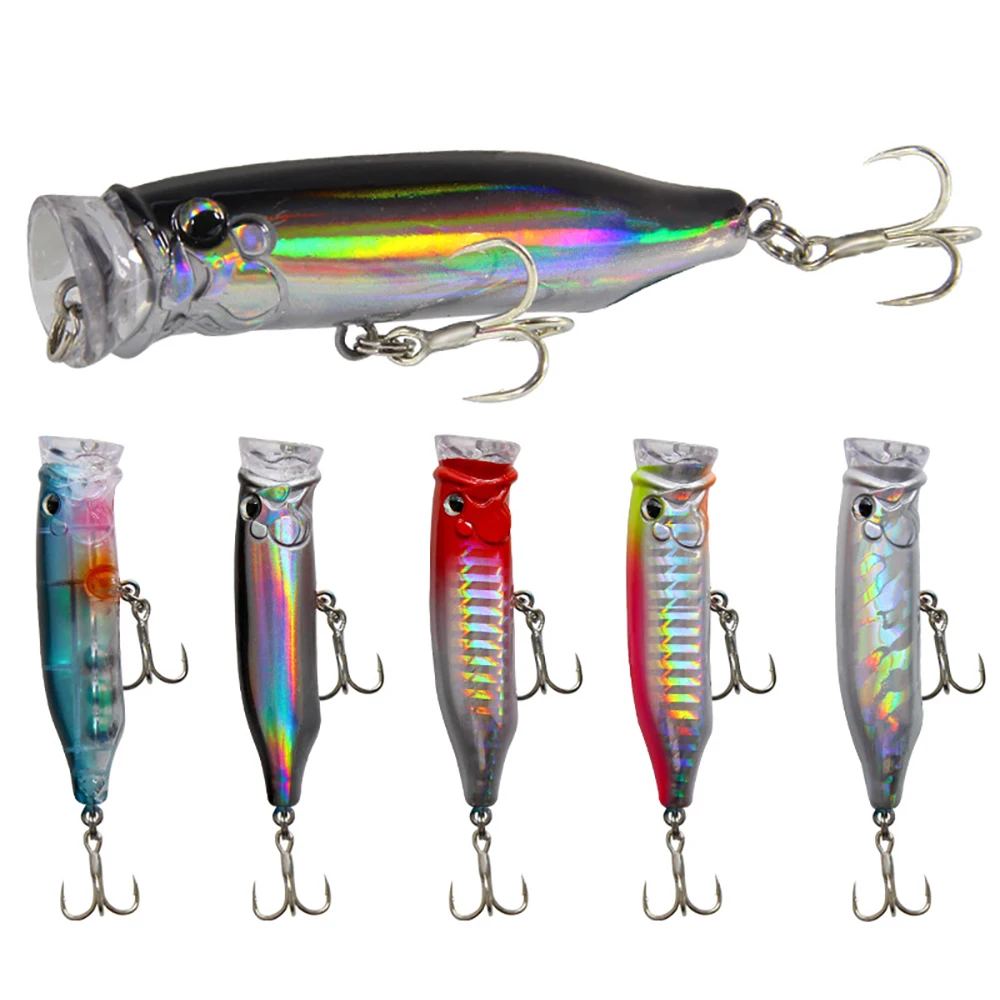 7cm 9.4g Popper Fishing Lure Topwater Floating Hard Bait 3D Eyes Wobbler for Bass Pike Perch Freshwater Saltwater Fishing Tackle
