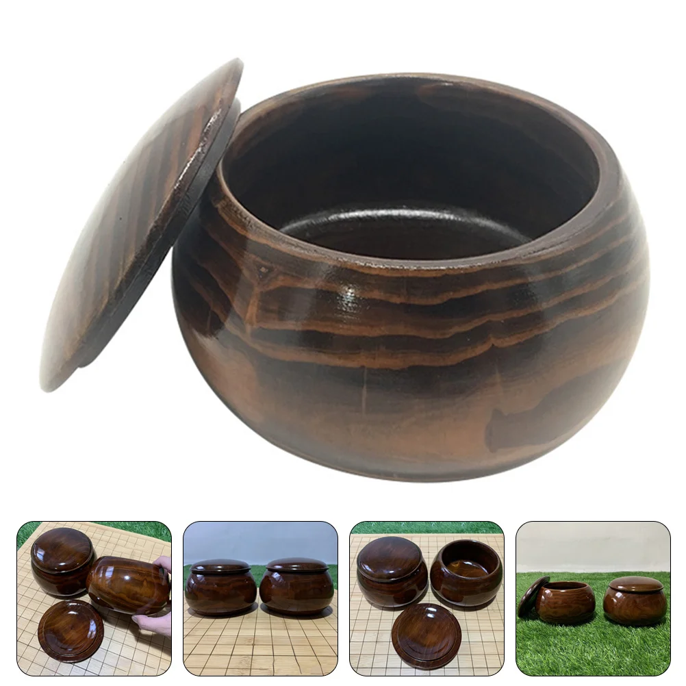 

Chess Jar Sah Pieces Storage Cubes with Lid Go Bowls Game Can Case Professional Wooden Container Tank