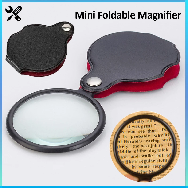 Mini Pocket Magnifying Glass Handheld 6X/8X Foldable Magnifier Magnifying Loupe Reading Glass Lens For Reading Books Newspaper