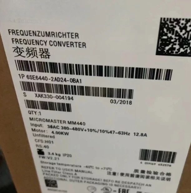 

Brand New 6SE6440-2AD24-0BA1 Low Voltage Frequency Converter 110V/220V VFD Fast delivery