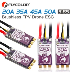 FLYCOLOR Raptor5 Brushless ESC 3-6S Drone ESC 32Bit G701 PWM 128K Single 20A 35A 45A 50A ECS Dshot Proshot for FPV Racing Drones