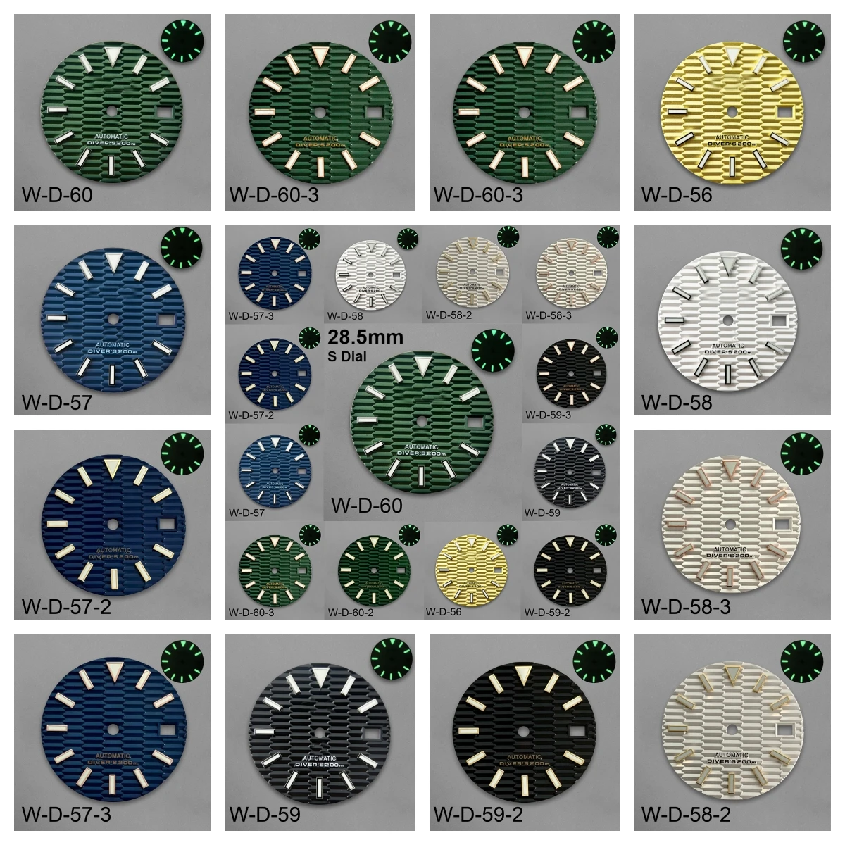 

28.5mm S Logo SKX007 Slope Dial Fit NH35/NH36/4R/7S Japanese Movement Green Luminous High-Quality Watch Modification Accessories
