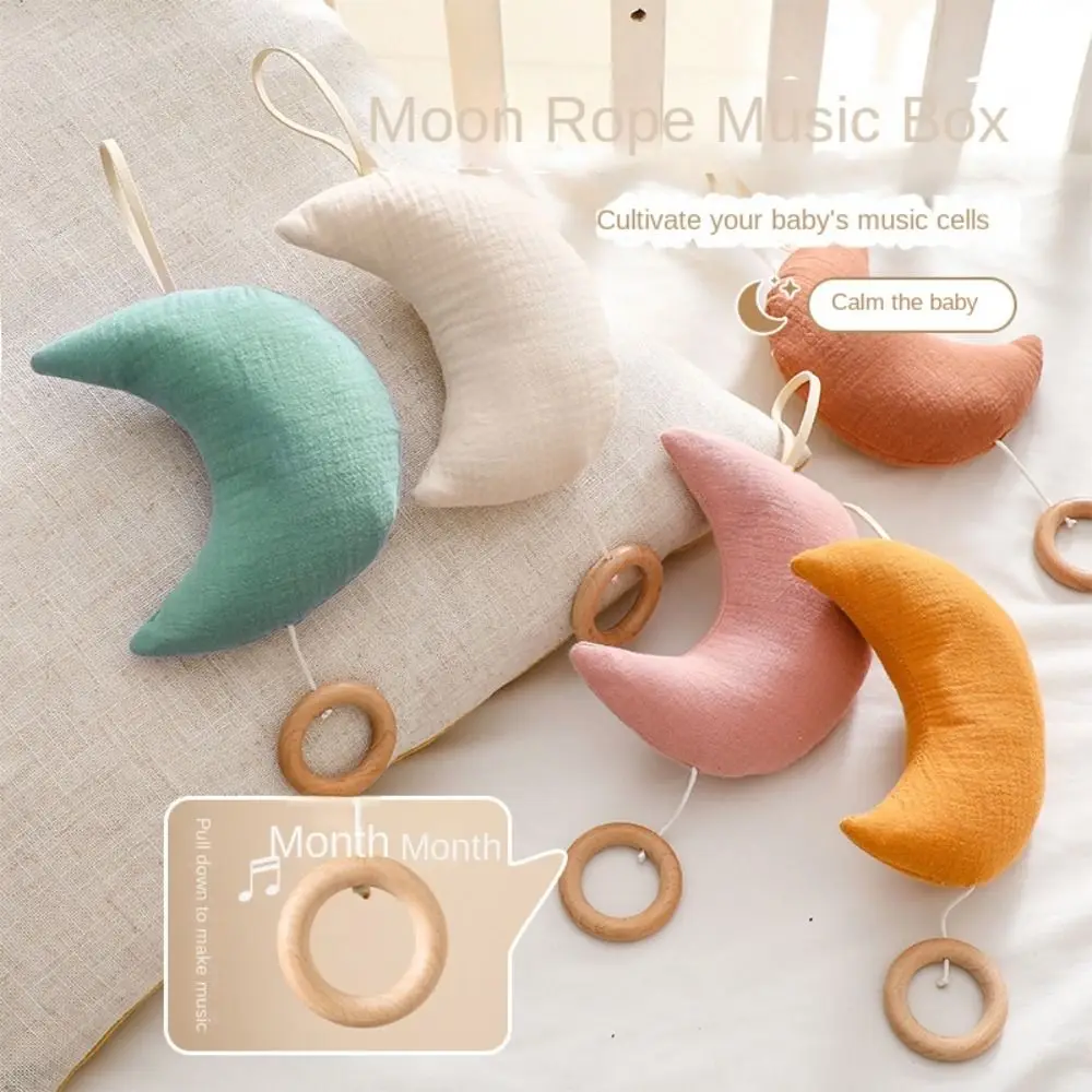 Moon Baby Bed Bell Rattle Toy Pull Rope Hanged Drawstring Music Toy Battery-free Decorative Suction Door Wind Chime