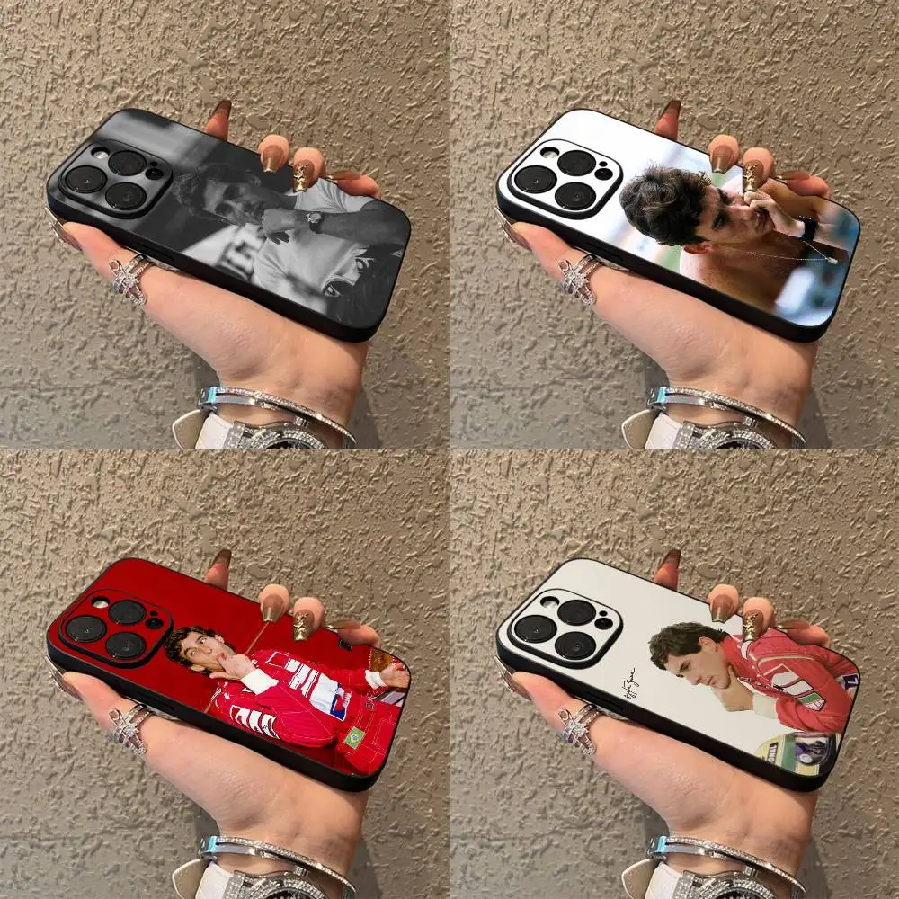 

A-Ayrton Cool S-Senna Phone Case For iPhone 16,15,14,13,12,11,Pro,XS,Max,XR,Plus,E,SE4,Mini Black Soft Cover