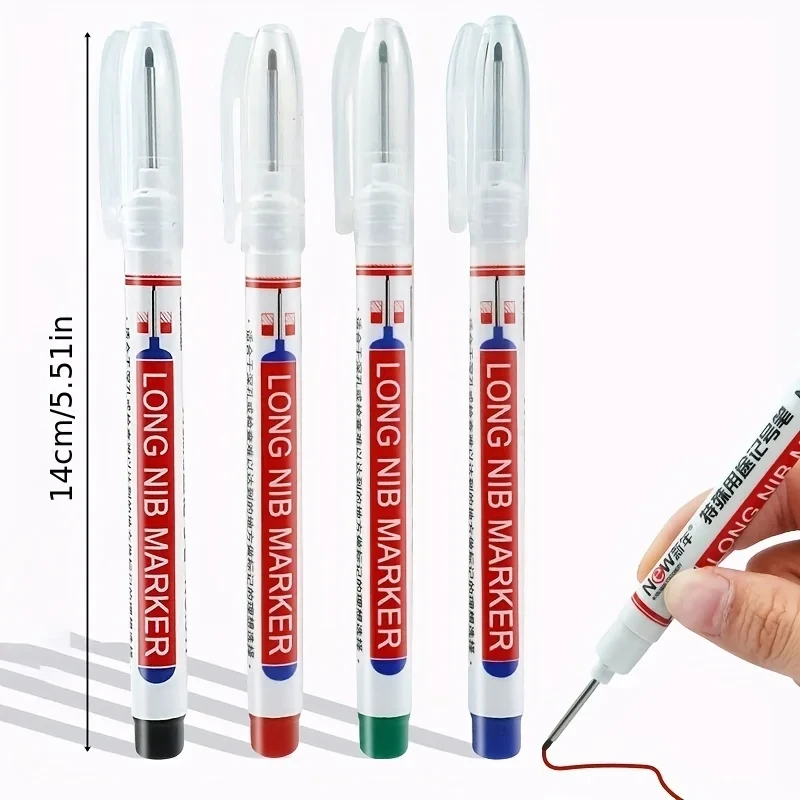 6Pcs/Set 20mm Deep Hole Long Nib Head Markers For Metal Perforating Pen Waterproof Bathroom Woodworking Decoration Multi-Purpose image 2