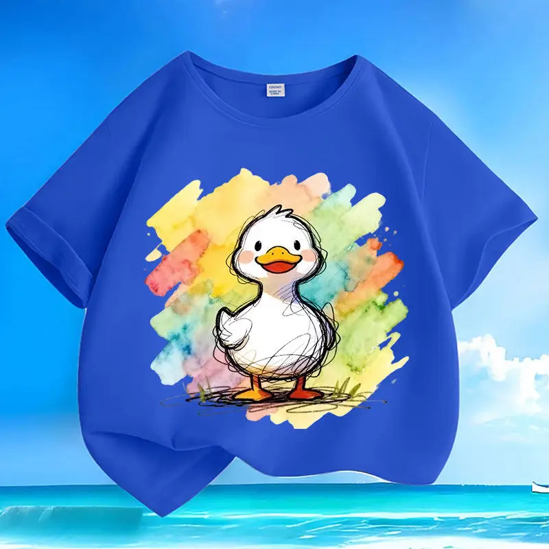 Graffiti Duck Pure Cotton Casual Cartoon Printed Children's T-shirt New Parent-child Fashion Trend Personalized T-shirt