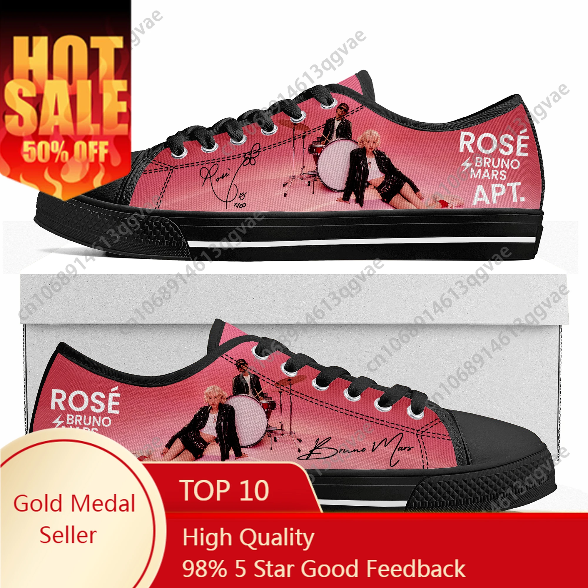 

Pink Rose APT Bruno Mars 아파트 아파트 Low Top Sneakers Womens Mens Teenager High Quality Shoes Casual Tailor-Made Canvas Sneaker Shoe