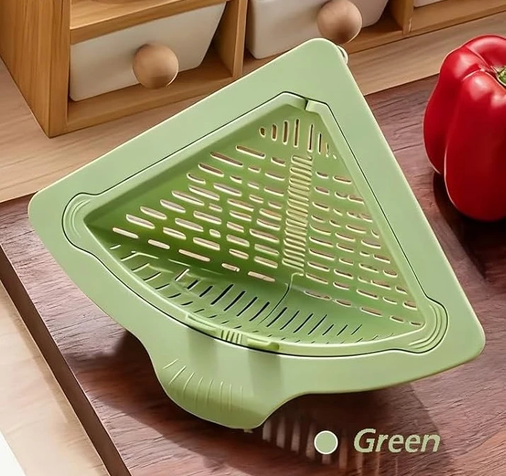 

Magnetic Drainage & Filter Basket, Triangular Sink Strainer with Twist-Open Bottom, Kitchen Sink Corner Rack (GREEN)