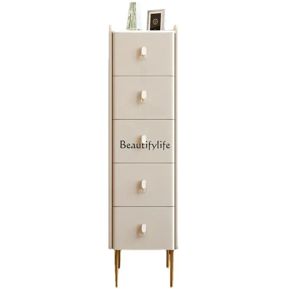 

Chest of Drawers Light Luxury Small Simple Modern Pure Solid Wood Stone Plate 30cm Narrow Cabinet Storage