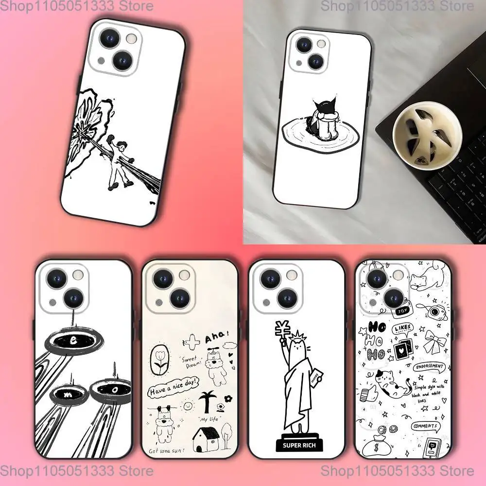 

Cool cute graffiti Phone Case For iPhone 17,16,15,14,13,12,11,Pro,XS,Max,XR,Plus,E,SE4,Mini Black Soft Cover