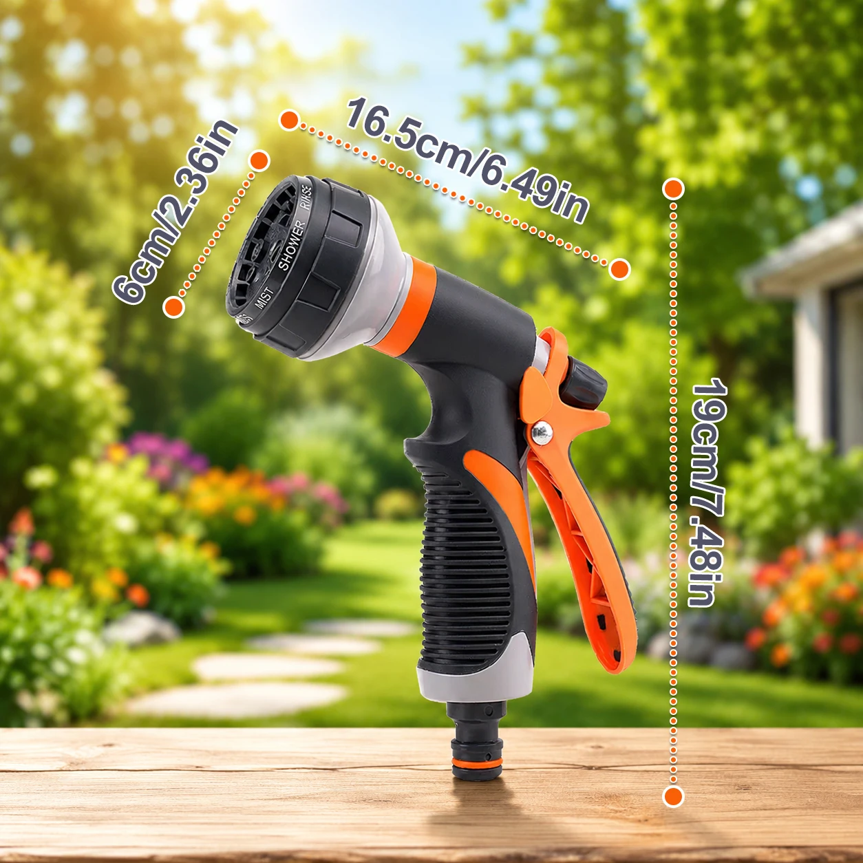 Garden Hose Nozzle, Pressure Water Spray Gun, 8 Spray Patterns, Car Wash Adjustable Hose Sprayer, for Vehicle Wash, Patio Cleani view 6