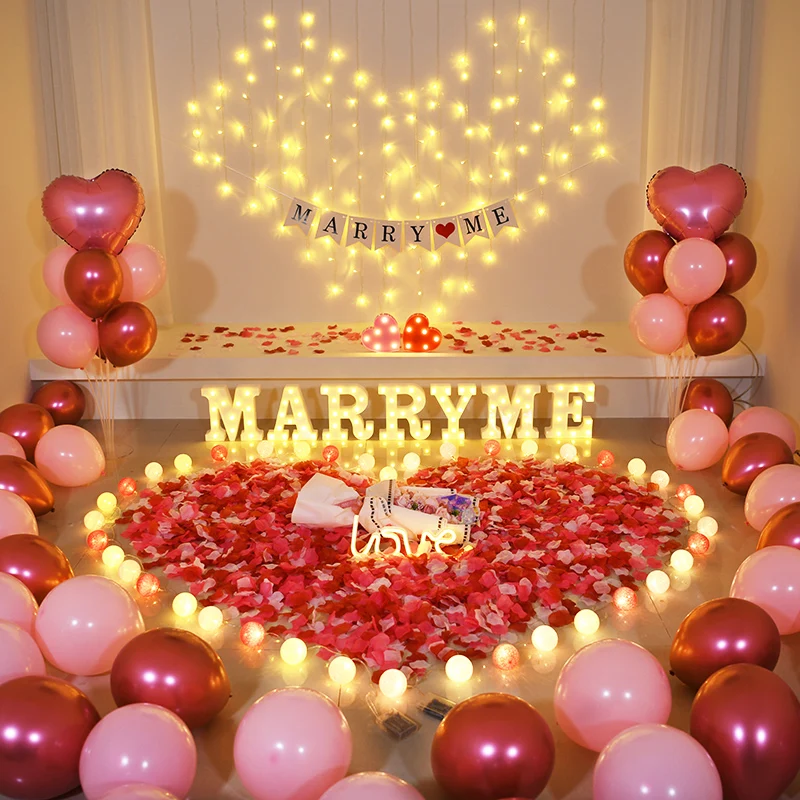 22cm Valentine's Day Decorative Light Letters ABS Digital Name Number Light saint valentin decoration lettre alphabet Marry Me