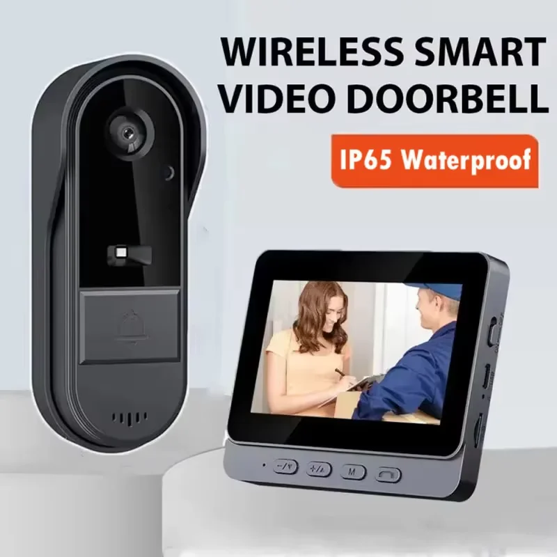 Wireless Intercom Doorbell Night Vision HD 4.3in IPS Screen Waterproof Doorbell Camera Smart Home Security Video By Bell