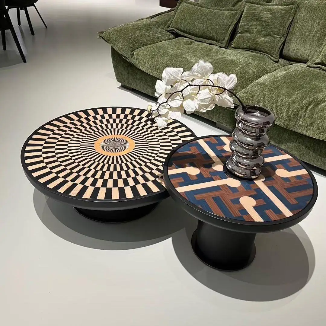 Italian light luxury minimalist coffee table small apartment living room designer home creative round rainbow art high-end