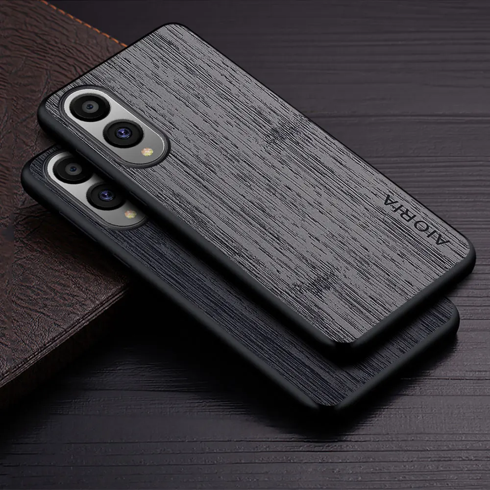 Hülle für Samsung Galaxy S25 S24 Edge FE Plus Ultra Funda Bambus-Holzmuster Leder Handyhülle für Samsung S25 Ultra Case