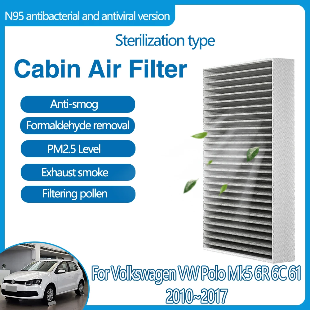 

For Volkswagen VW Polo Mk5 6R 6C 61 2010~2017 6R0819653 Accessories Activated Carbon Built-in Cabin FilterAir Conditioner Filter