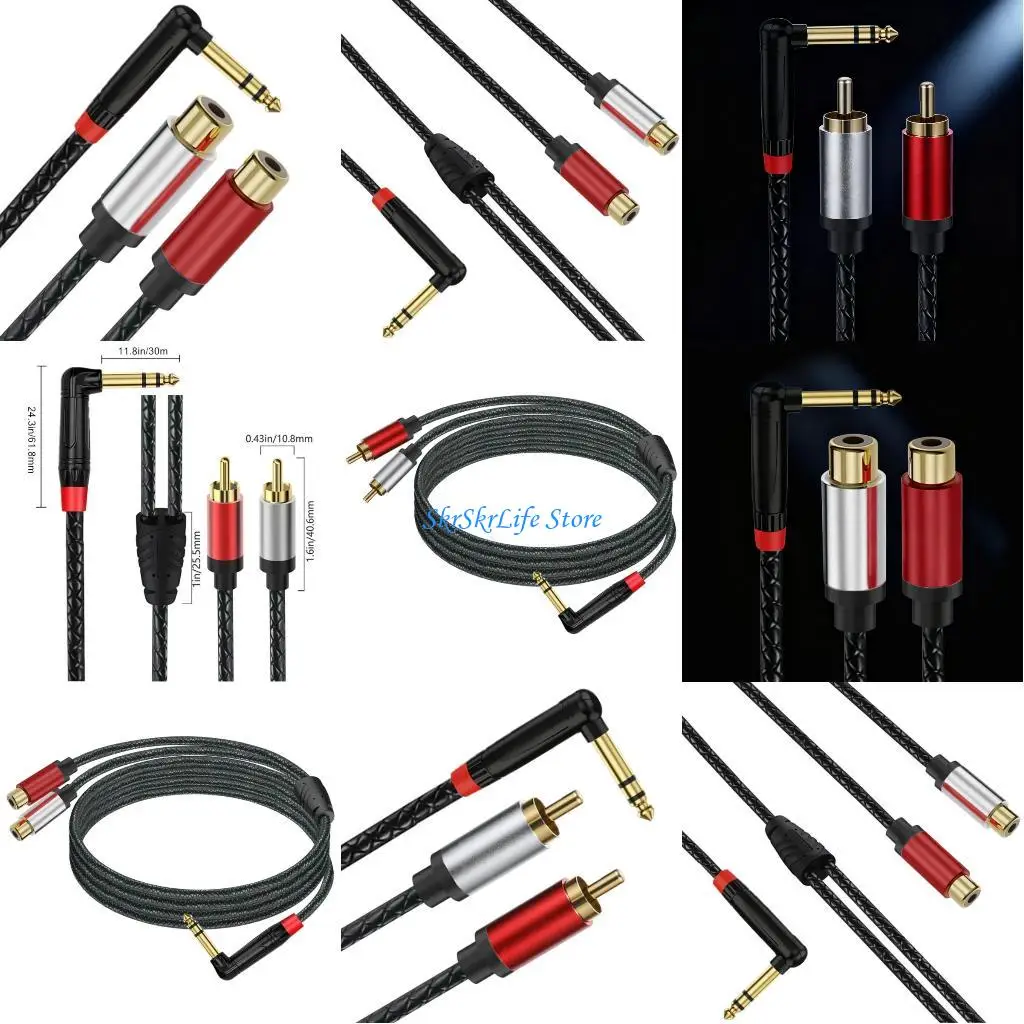 

E65E Studio Quality TRS To 2RCA Sound Adapters Corrosion Resistant Metal Housing For Long Use