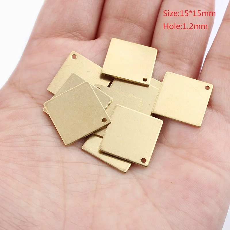 10pcs Raw Brass Rectangle Charms for DIY Jewellery Making