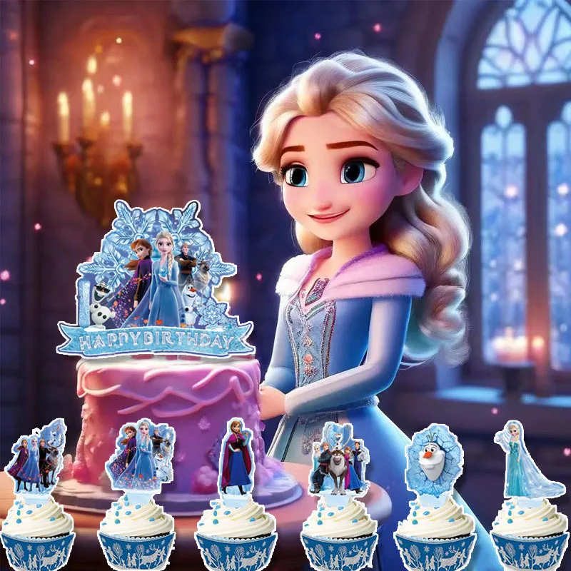 ديزني فروزن زينة كعكة عيد الميلاد مثالية لحفلات أعياد الميلاد والاحتفالات تحت عنوان مناسبة للكعك والكب كيك