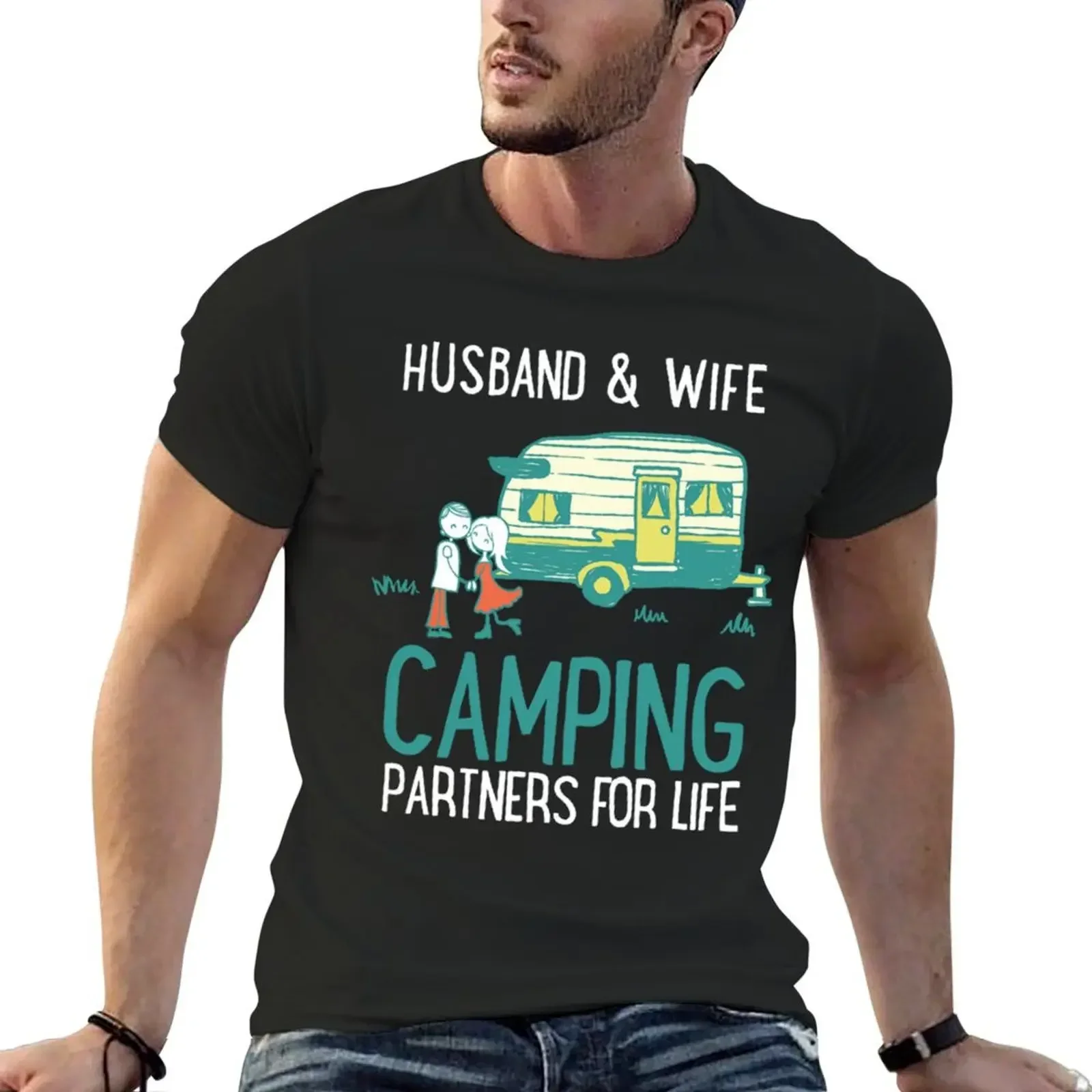 

Huband and Wife Campings Shirts and Tops for Couples T-Shirt tops Aesthetic clothing plus size clothes mens workout shirts