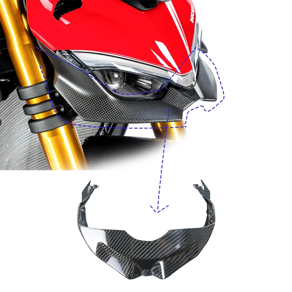 Real Carbon Fiber Motorcycle Front Headlight Lower Surround Fairing For Ducati Streetfighter V4 V4S V2 2019 2020 2021 2022 2023