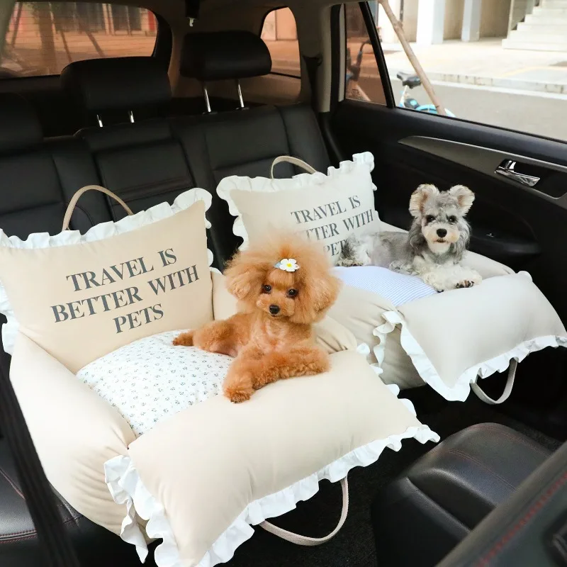 Handmade Pet Car Safety Seat Cat Pack Small Dog Car Kennel Four Seasons Removable and Washable Dog Car Seat Pet Carrier