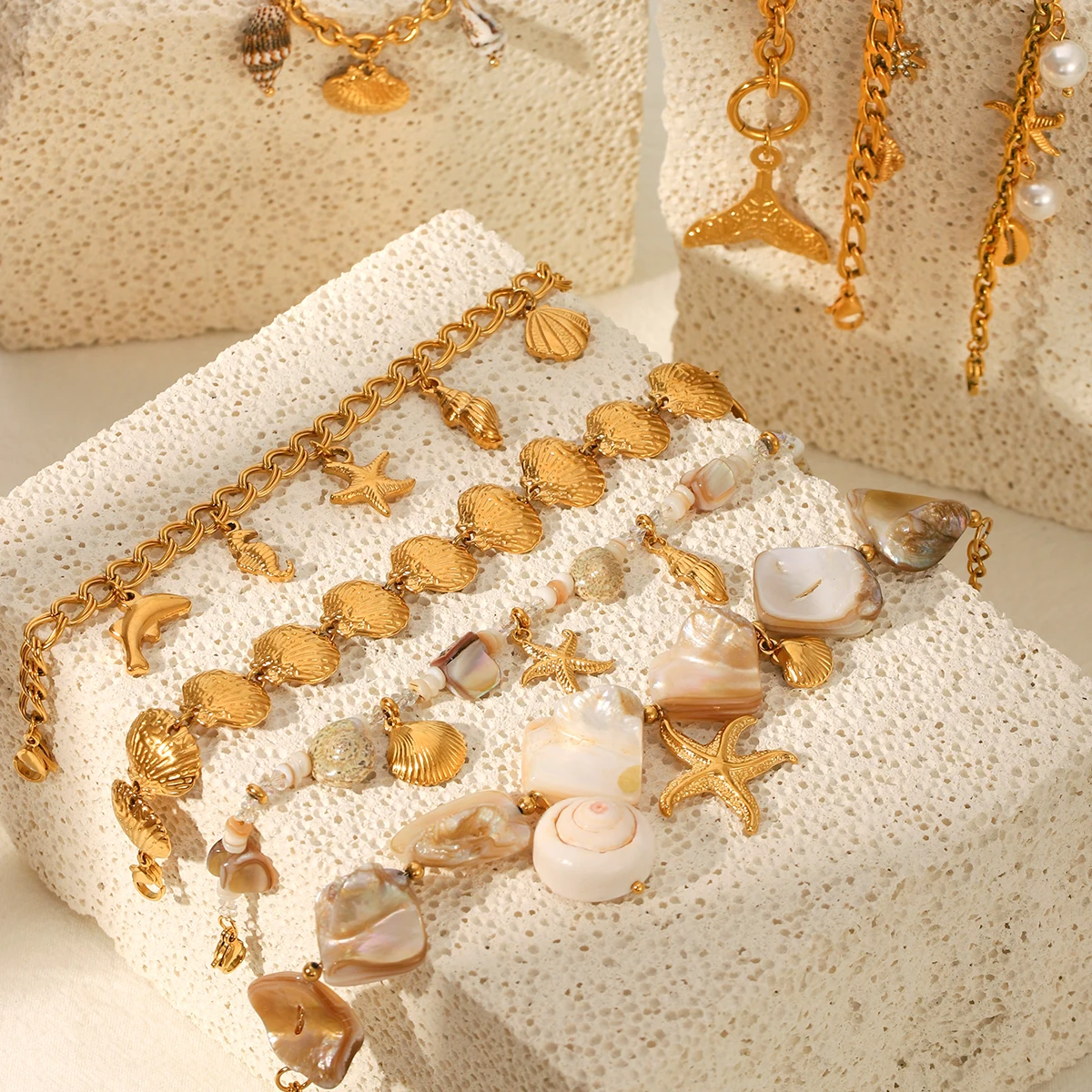 

Huangchao 18k Gold Plated Stainless Steel Ocean Series Bracelet Accessories New Women's Jewelry Birthday Gift