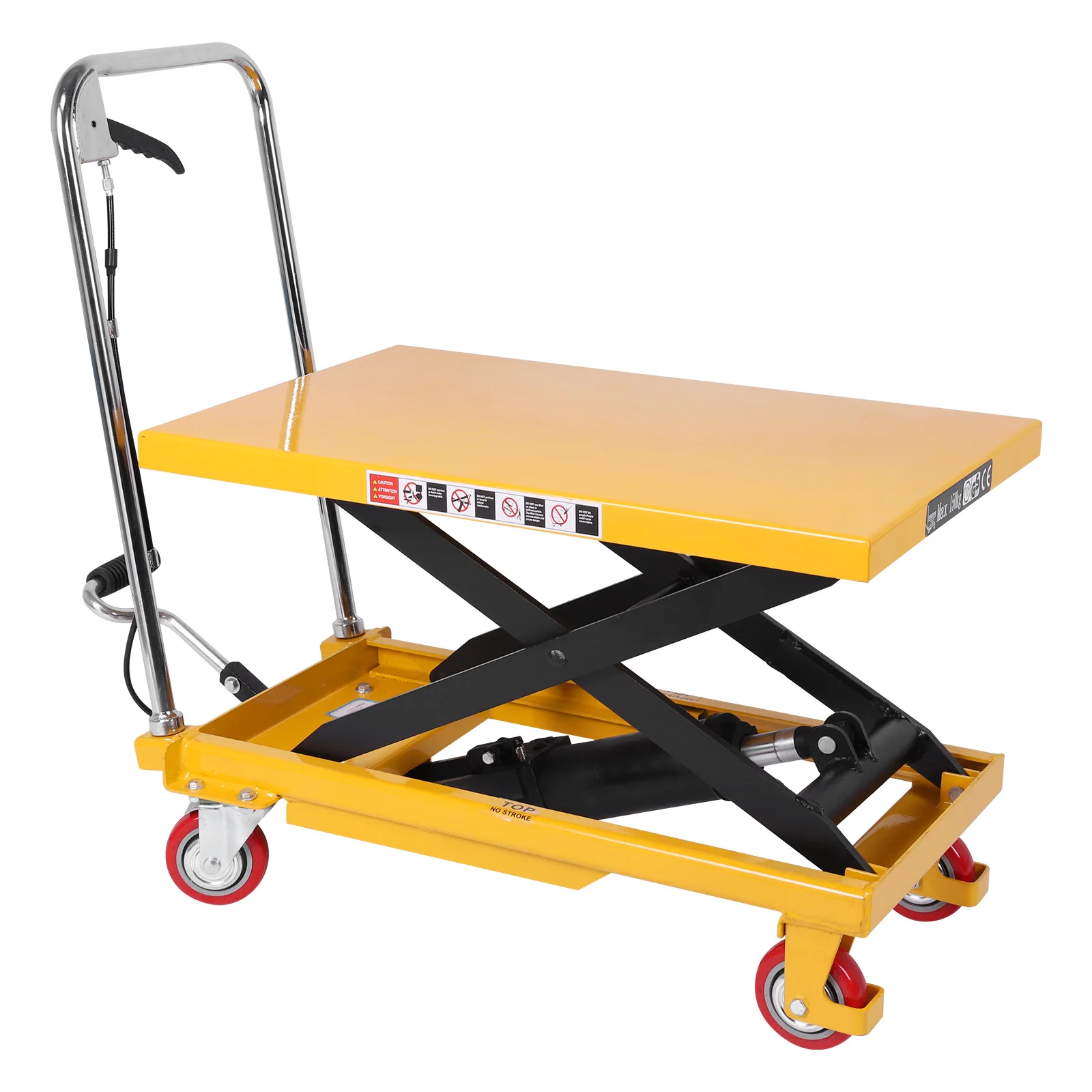 

330lbs Hydraulic Lift Cart 21-72cm Height Adjustable Manual Single Scissor Lift for Material Handling and Transportation