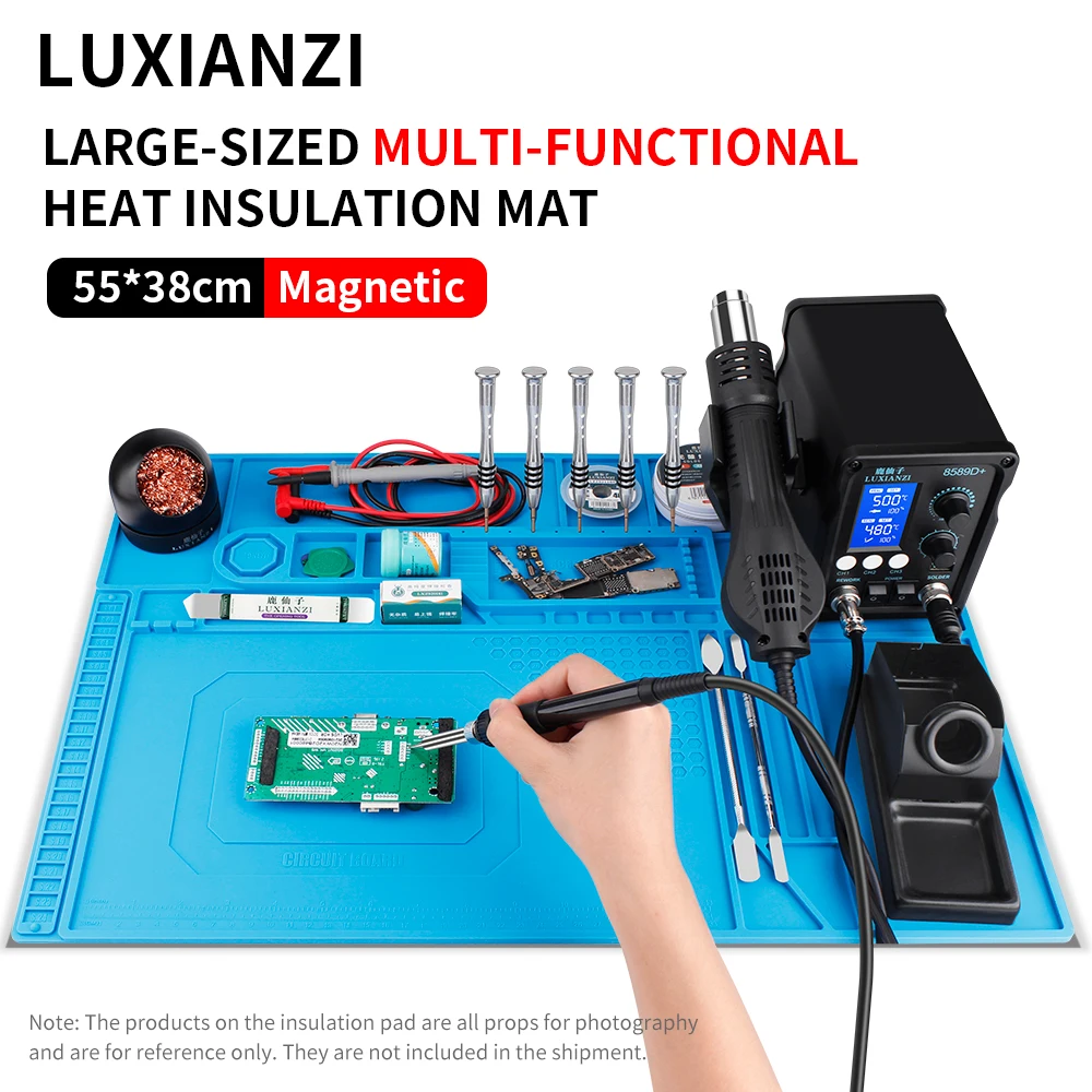 LUXIANZI Heat-Resistant Silicone Soldering Mat Insulation ESD Work Desk Pad For BGA Soldering Station Repair Pad with Magnetic