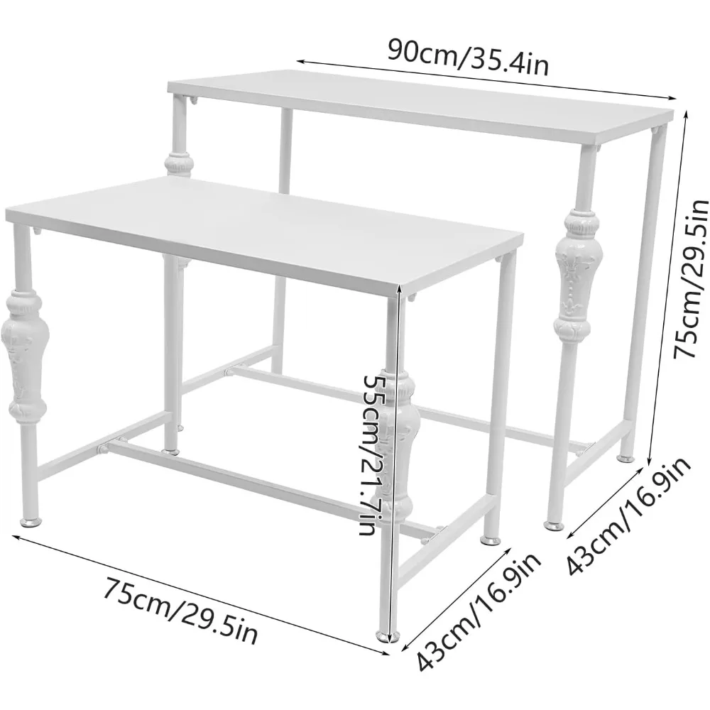 2 uds mesas anidadas Boutique estante de exhibición al por menor soporte para ropa zapatos bolsos bolsa sombrero juguete o flor Ect, Rac de ropa blanco