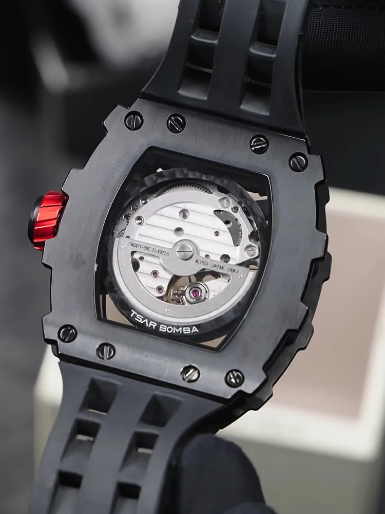 TSAR BOMBA 2023 Mới Tự Động Đồng Hồ Nam Sợi Carbon Bezel Skeleton Luxury Cơ Khí Đồng Hồ Đồng Hồ Chống Thấm Nước Mens Đồng Hồ Đeo Tay