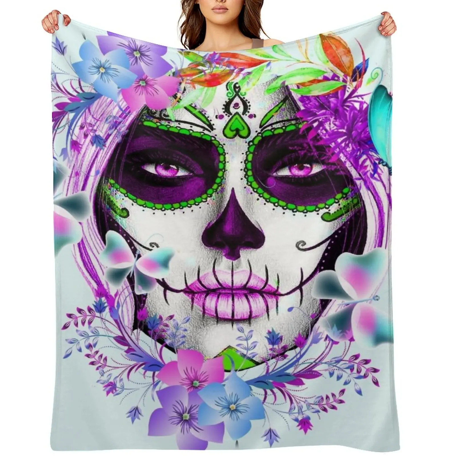 

Catrina, Mexican Sugar Skull Girl Throw Blanket Sofas Blankets For Sofas Warm warm winter Blankets