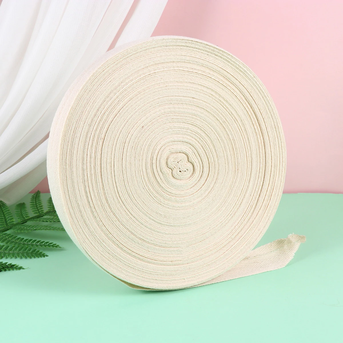 

Cotton Webbing Fabric Ribbon White Solid Color Elastic B for Clothing Decoration DIY Crafts Holiday Gifts Packaging