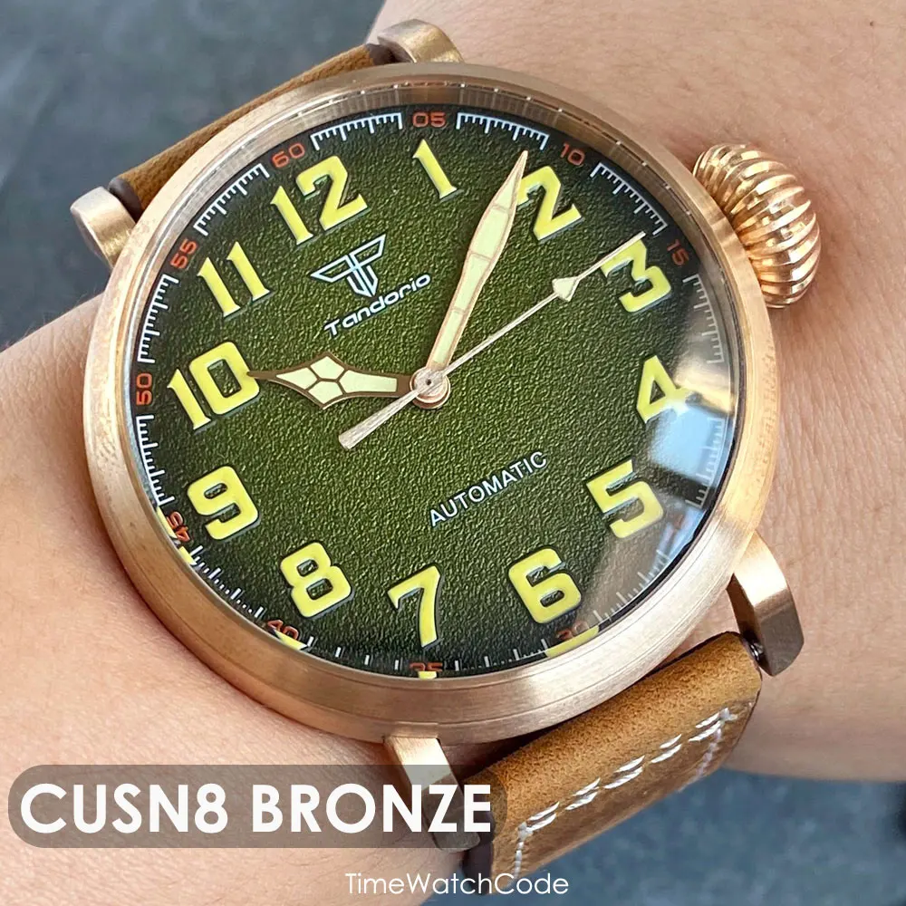 

Tandorio Big Pilot Men Watch 47mm NH35 PT5000 Mechanical Automatic Movt CUSN8 Bronze/316L Steel Swim 10BAR Sapphire Luminous