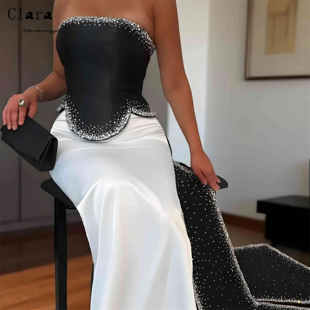 Clara personalizado fishtail contrastante strass fora do ombro mulher vestidos de festa 2025 mulher vestido de noite de luxo longo vestido de baile