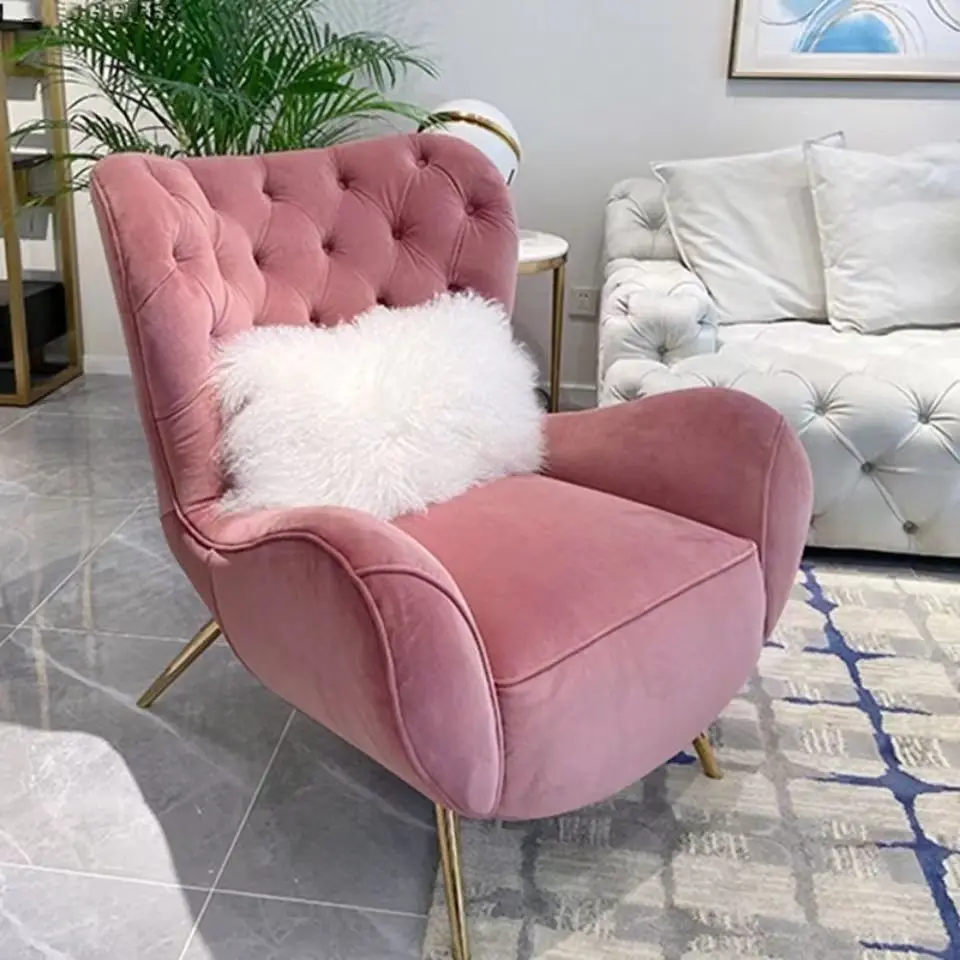 Nordic light luxury opposite sex pull buckle adult sofa bedroom tiger sofa chairs leisure chairs