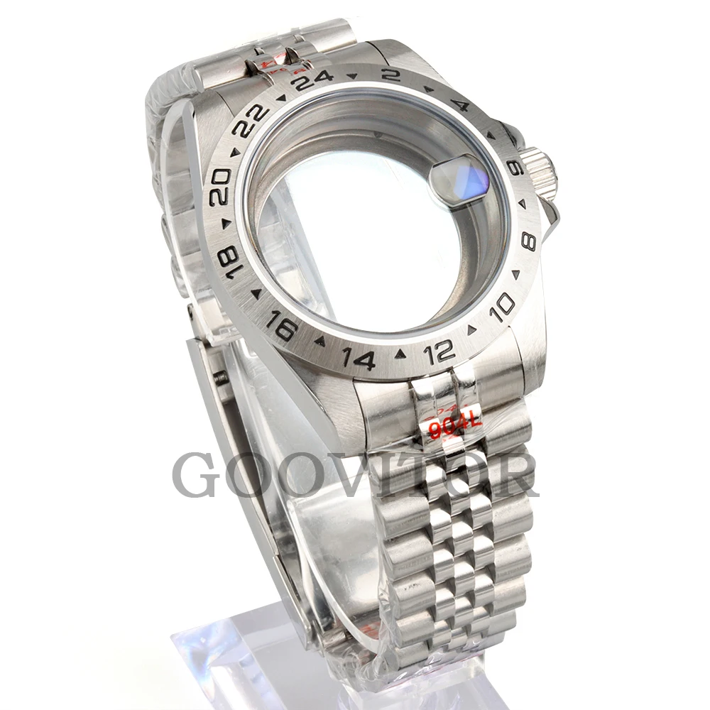 For 39mm NH35 EXP Watch Case 24 Hour Stainless Steel Bezel Fit NH34 NH35 NH36 NH38 Movement Jubilee/Oyster Strap Explore Case