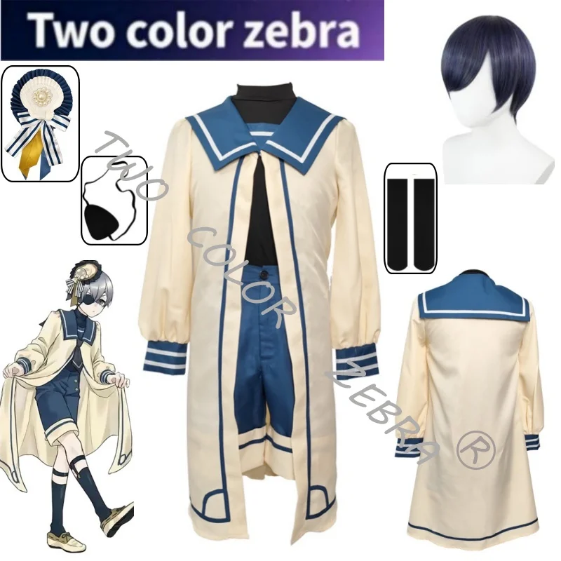 

Ciel Phantomhive Cosplay Costume Anime Black Butler White Scallops Suits Wig Full Set Halloween Comic Con Party Roleplay