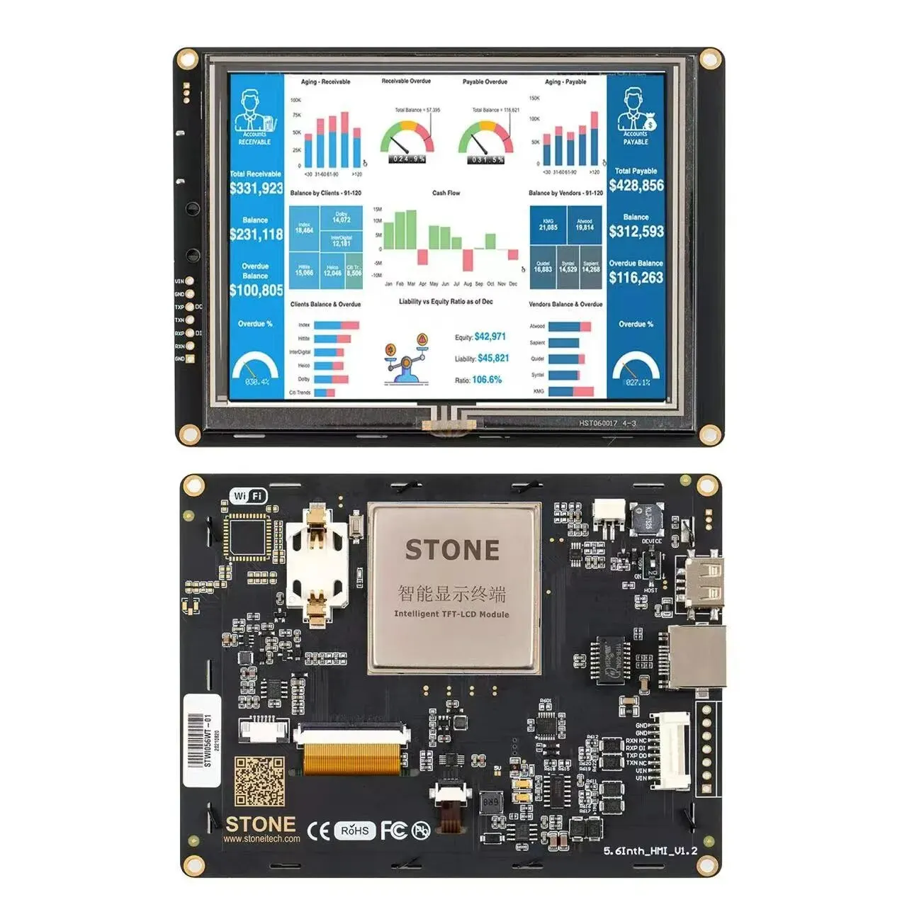 SCBRHMI 5.6 Enhanced HMI Intelligent Smart UART Serial Touch TFT LCD Module Display Panel for Industry Use